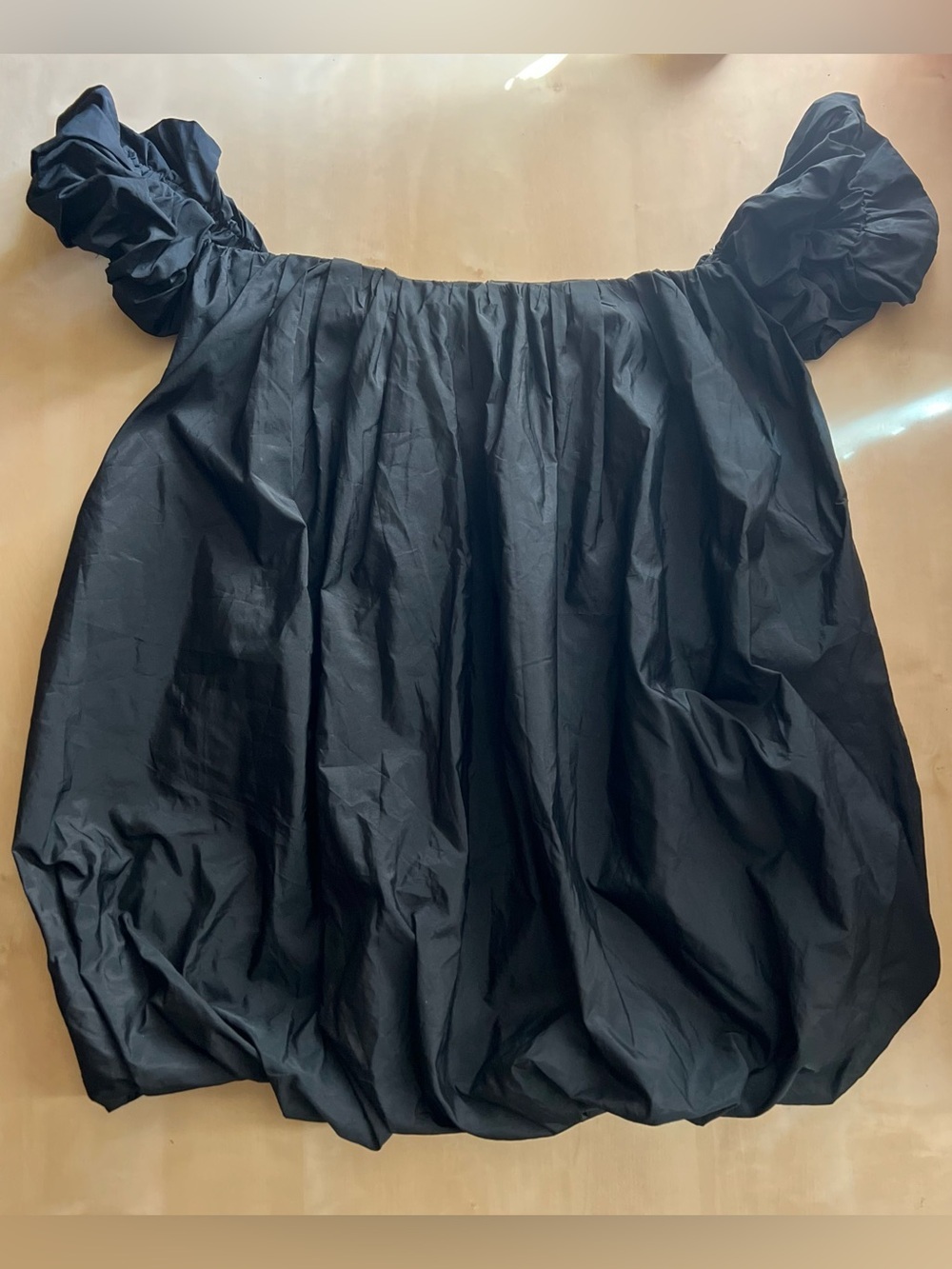 Zara Black Off-Shoulder Voluminous Taffeta Bubble/Puffball Mini Dress size Small